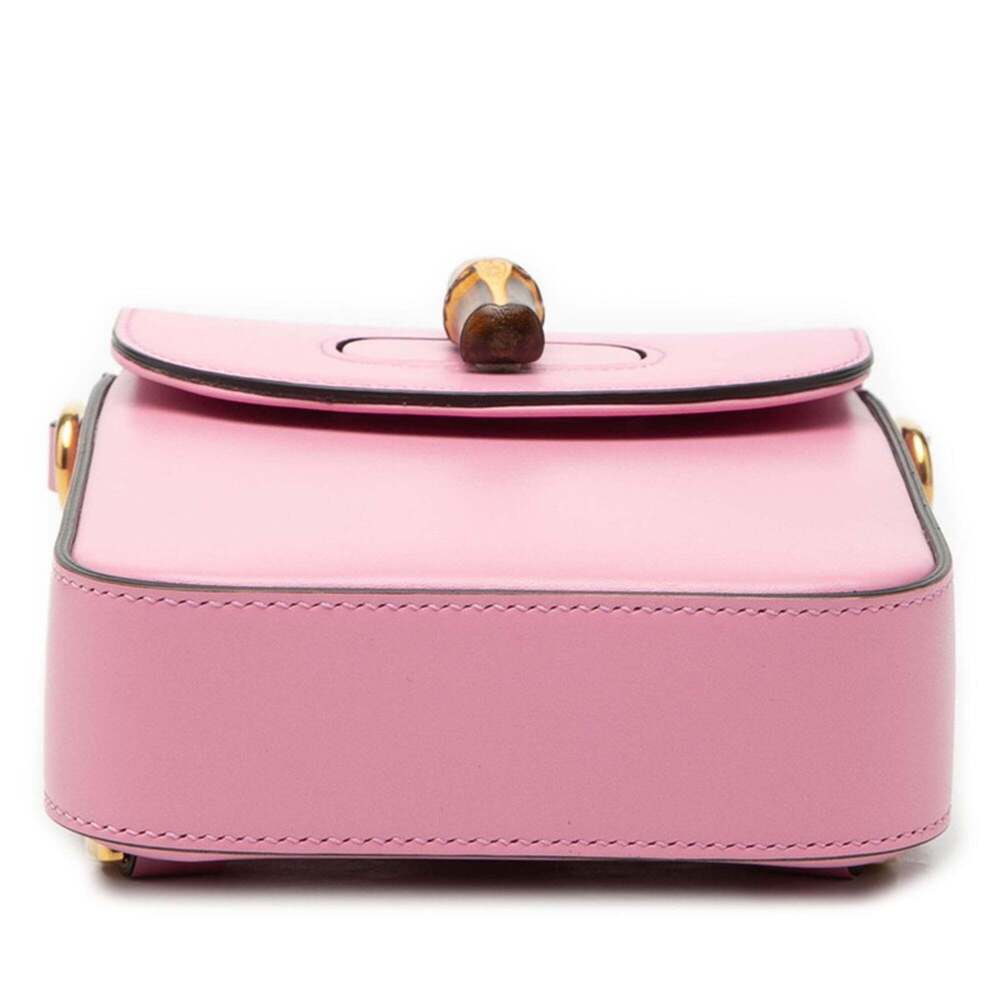 GUCCI Authentic Pink Leather Bamboo Shoulder Bag - Picture 3 of 7